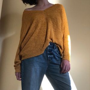Gold Off Shoulder Sweater